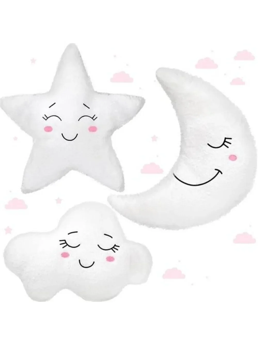 Moon Star Cloud Plush Pillow Set Soft Stuffed Cushion Nursery Kids Room Decor Gi